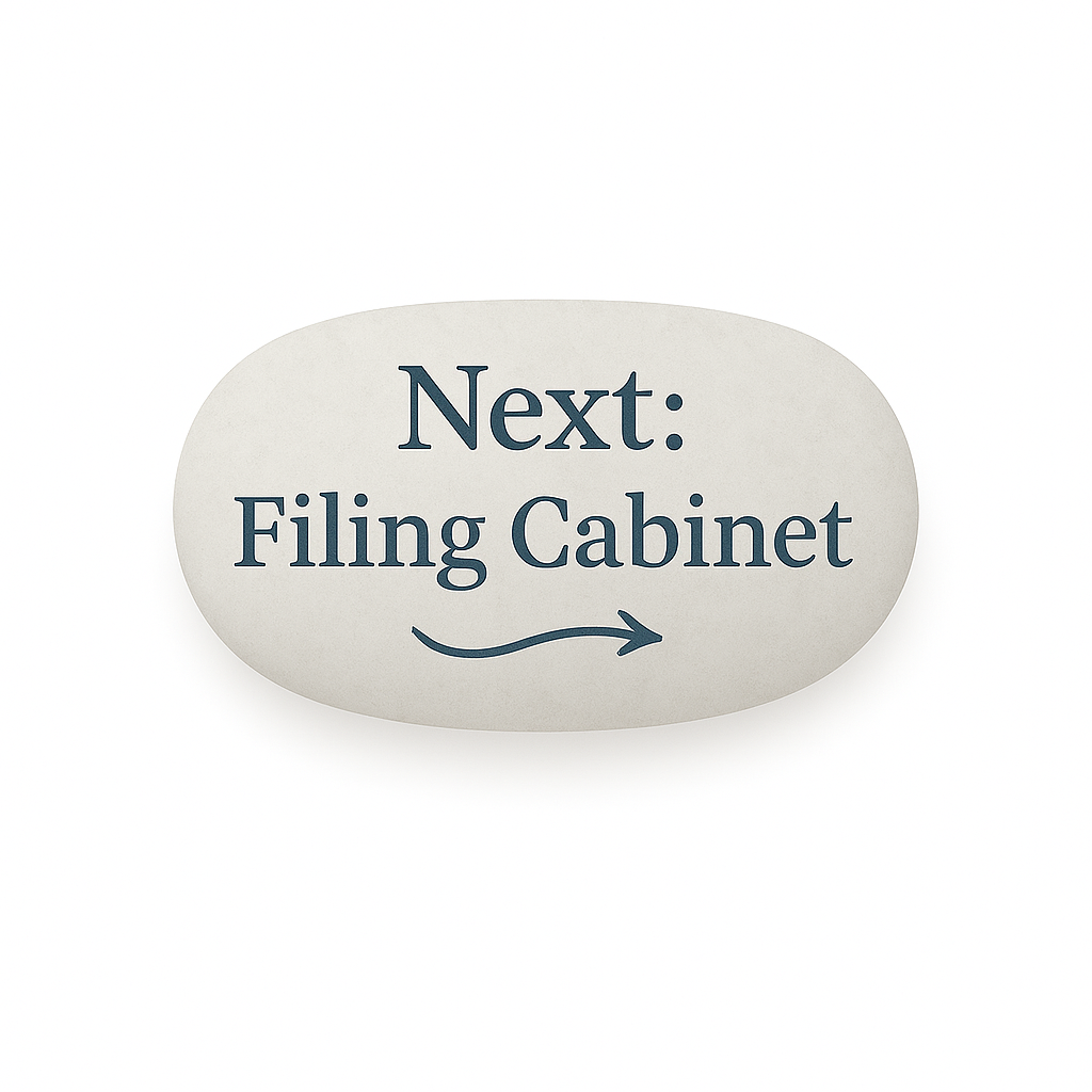 Navigation stone linking to the Filing Cabinet section of the Cow Path Model of Change.