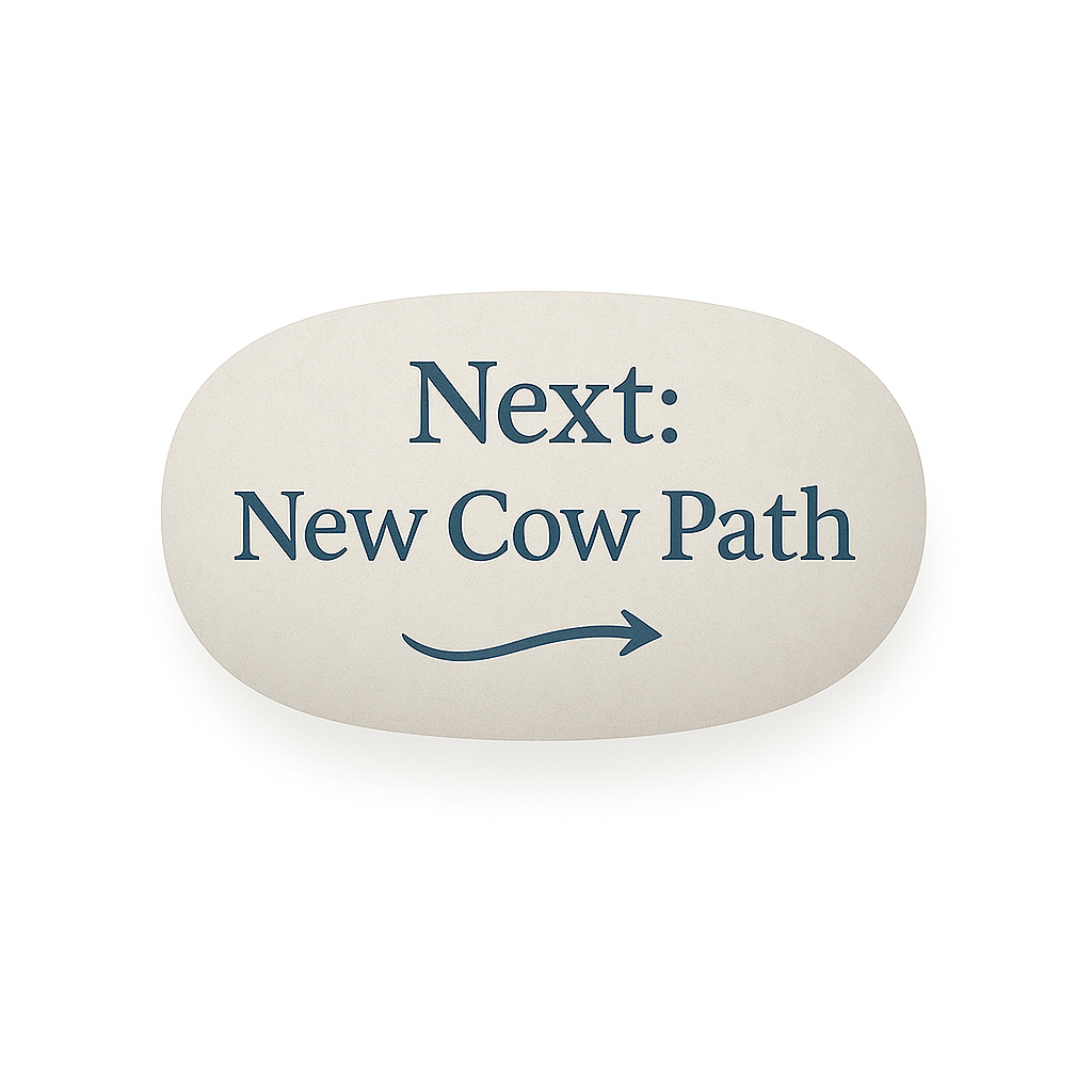 Navigation stone linking to the New Cow Path section of the Cow Path Model of Change.